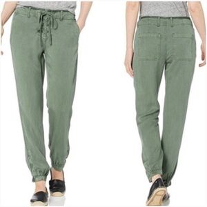 UGG Rosendahl Tencel Army Green Jogger Pants Lace Up Front